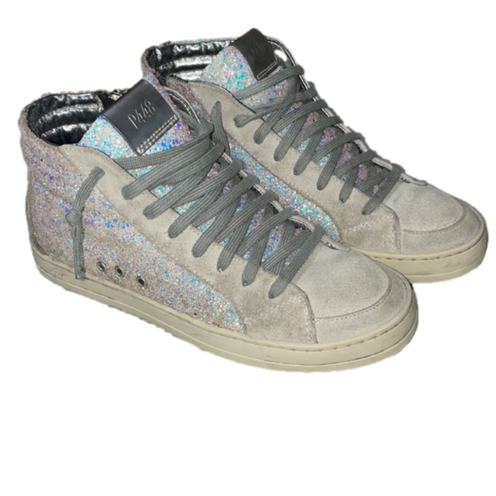 P448 Glitter Skate High Tops Side Zip Sz 37 MSRP $298 - Picture 1 of 13